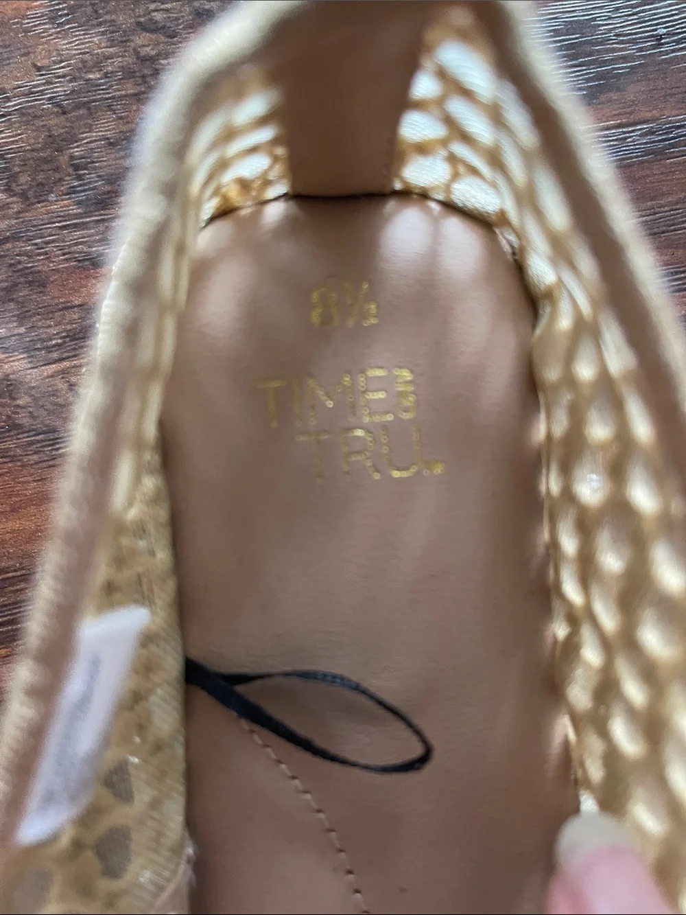Time and Tru Beige Woven Espadrille Mary Jane Flats